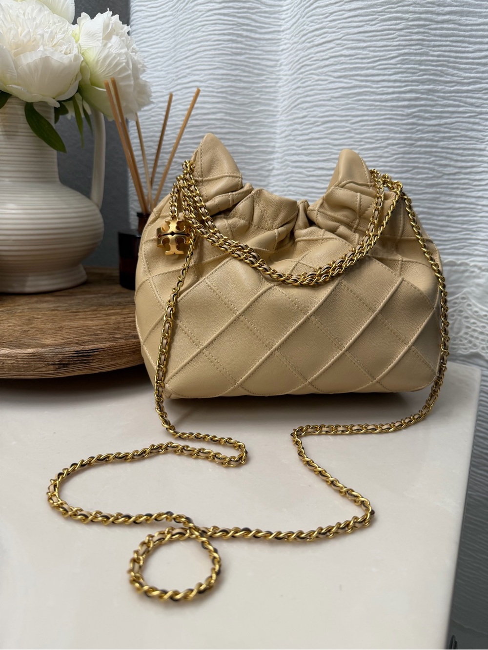 Tory Burch Mini Fleming Soft Quilted Hobo Bag with Gold Chain - Picture 12 of 14
